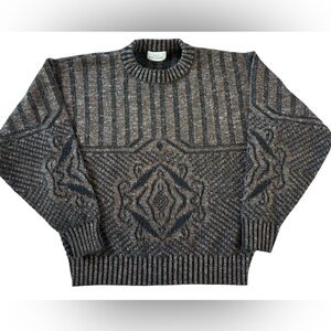 Vintage JJ Cochran Southwestern Knit Sweater Brown USA Made Oversized Cozy